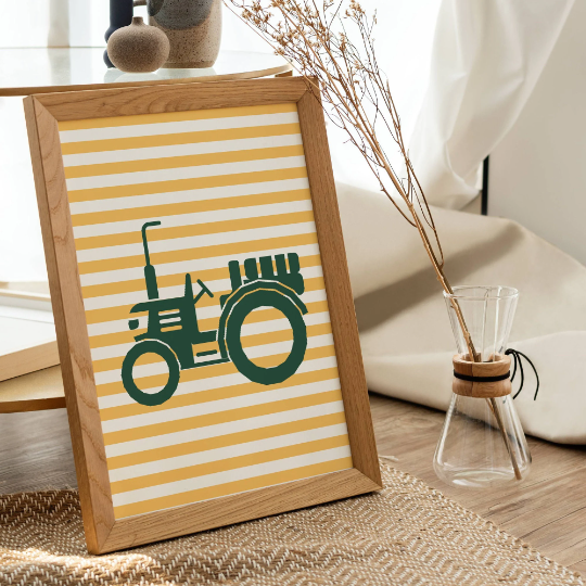 affiche enfant tracteurs - décoration ferme & tracteurs - poster moissonneuse batteuse par Le Temps des Paillettes