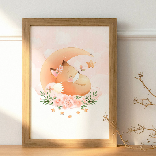 Set 3 affiches renard aquarelle pour chambre enfant - cadeau de naissance par Le temps des paillettes