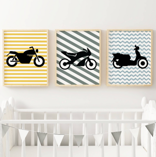 affiche enfant moto et scooter - décoration motos - poster enfant motos par Le Temps des Paillettes