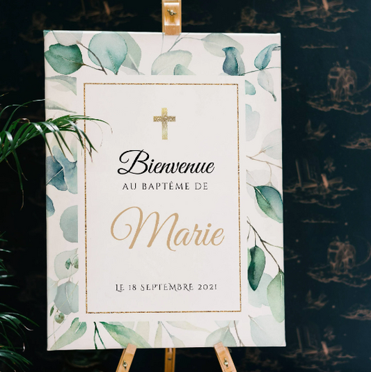 Affiche bienvenue baptême / anniversaire personnalisée - Panneau de bienvenue pour bapteme par le Temps des Paillettes - Le Temps des Paillettes