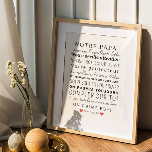 Affiche Mon papa personnalisée - Cadeau papa personnalisée - Cadeau fête des pères - Le Temps des Paillettes
