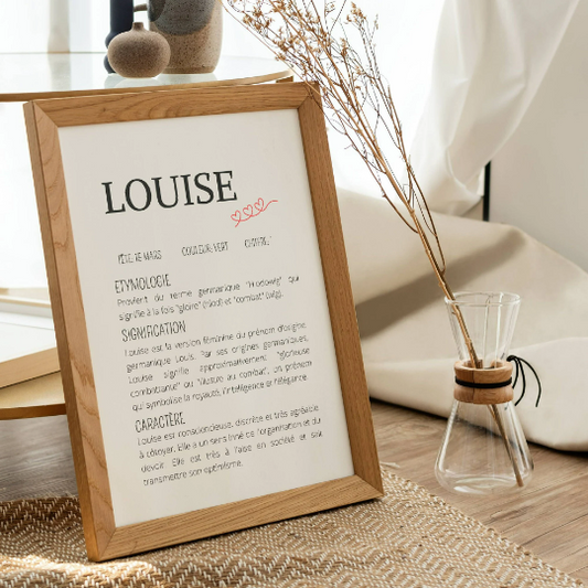 Affiche de naissance personnalisée prénom et définition - Cadeau de naissance personnalisé - Le Temps des Paillettes