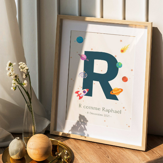 Affiche espace personnalisée prénom - Décoration chambre enfant espace par Le Temps des Paillettes - Le Temps des Paillettes