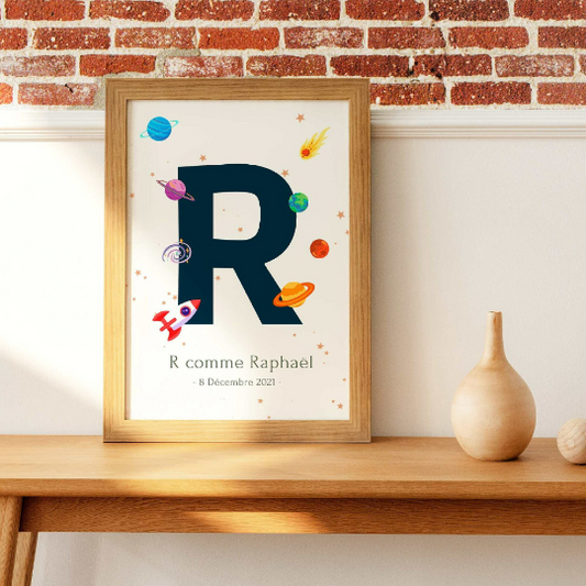 Affiche espace personnalisée prénom - Décoration chambre enfant espace par Le Temps des Paillettes - Le Temps des Paillettes