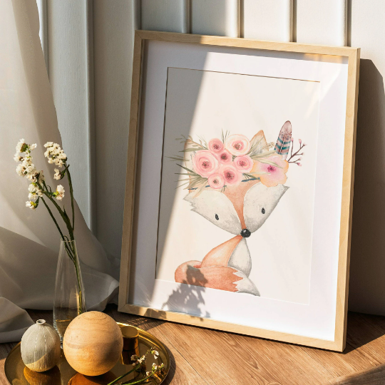 Set d'affiche animaux de la forêt aquarelle- Affiche chambre bébé renard lapin et biche - Le Temps des Paillettes