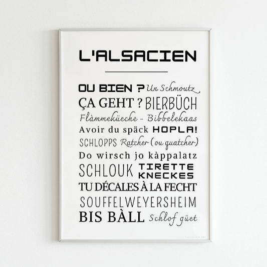 Affiche Mots Alsaciens - Poster Alsacien - Cadre mots et expressions d'Alsace par Le Temps des Paillettes - Le Temps des Paillettes