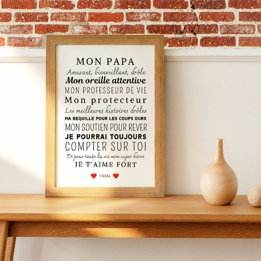Affiche Mon papa personnalisée - Cadeau papa personnalisée - Cadeau fête des pères