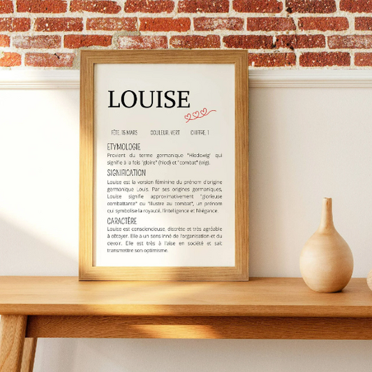 Affiche de naissance personnalisée prénom et définition - Cadeau de naissance personnalisé - Le Temps des Paillettes