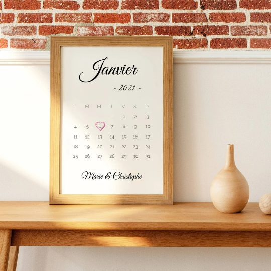 Affiche personnalisée couple avec prénoms et date de rencontre - cadeau personnalisé couple par Le Temps des Paillettes